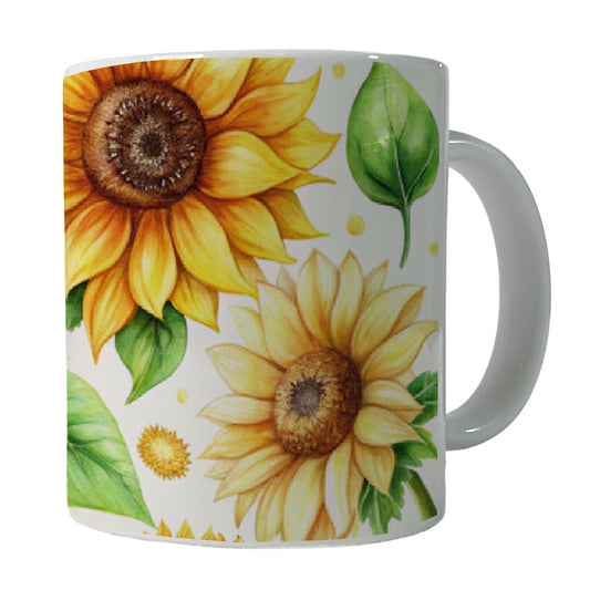 Sunflowers Scattered Watercolor Ceramic Tea Coffee Mug Cup - 11oz