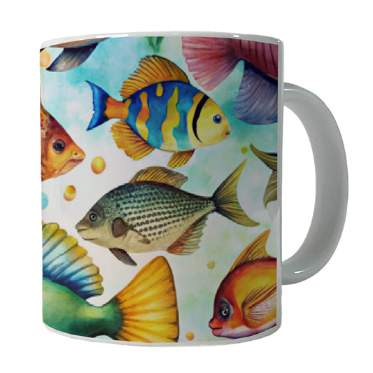 Tropical Fish Watercolor Ceramic Tea Coffee Mug Cup - 11oz