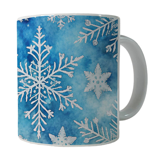 White Snowflakes Beautiful Winter Ceramic Tea Coffee Mug Cup - 11oz