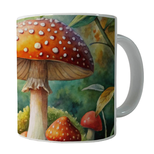 Woodland Mushrooms Watercolor Ceramic Tea Coffee Mug Cup - 11oz
