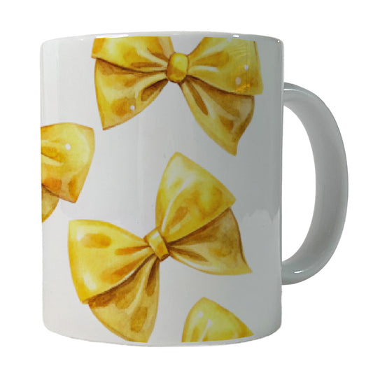 Yellow Coquette Bows Watercolor Ceramic Tea Coffee Mug Cup - 11oz