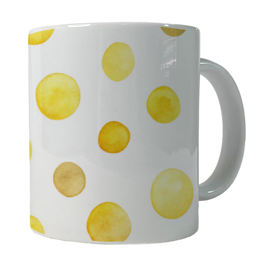 Yellow Polka Dots Fun White Background Ceramic Tea Coffee Mug Cup - 11oz