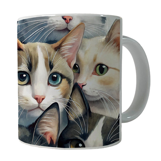 Cartoon Black And White Cats Ceramic Tea Coffee Mug Cup - 11oz