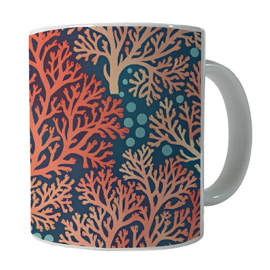Coral Pattern Reef Ocean Ceramic Tea Coffee Mug Cup - 11oz