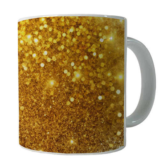 Gold Faux Glitter Ceramic Tea Coffee Mug Cup - 11oz