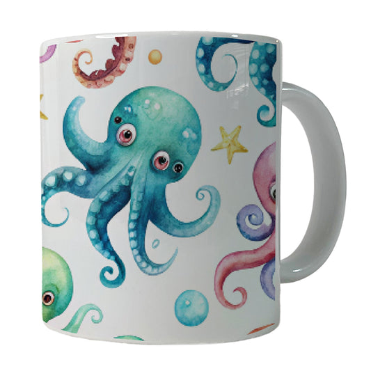 Lots Of Sweet Octopus Ceramic Tea Coffee Mug Cup - 11oz
