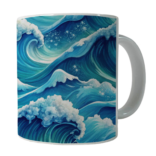 Ocean Waves Painting Ceramic Tea Coffee Mug Cup - 11oz