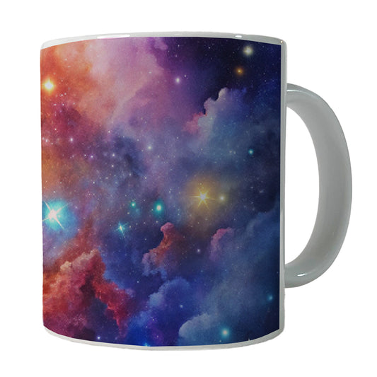 Sci-fi Fantasy Space Nebula Rainbow Watercolor Ceramic Tea Coffee Mug Cup - 11oz