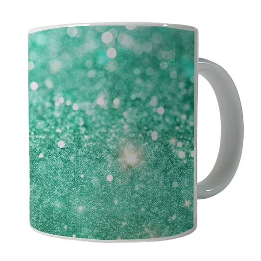 Sea Green Faux Glitter Ceramic Tea Coffee Mug Cup - 11oz