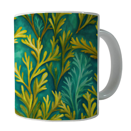 Seaweed Pattern Ceramic Tea Coffee Mug Cup - 11oz