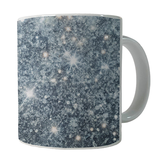 Silver Faux Glitter Ceramic Tea Coffee Mug Cup - 11oz