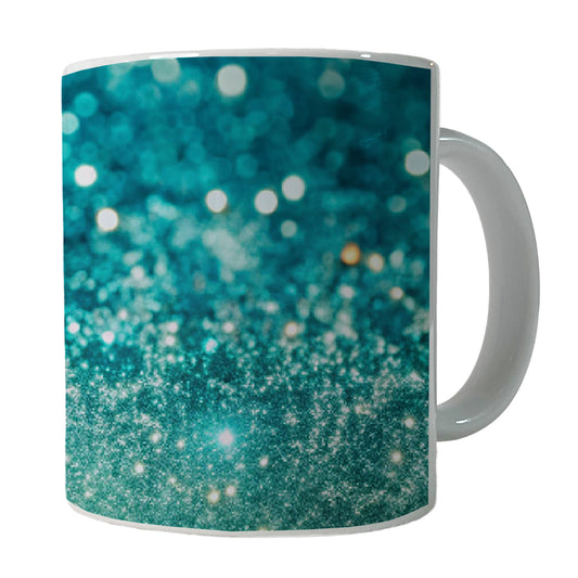 Turquoise Faux Glitter Ceramic Tea Coffee Mug Cup - 11oz