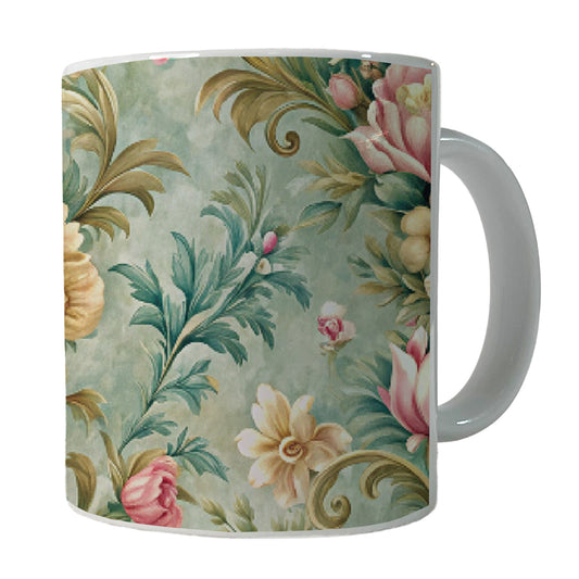 Victorian Flowers Floral Wallpaper Ceramic Tea Coffee Mug Cup - 11oz