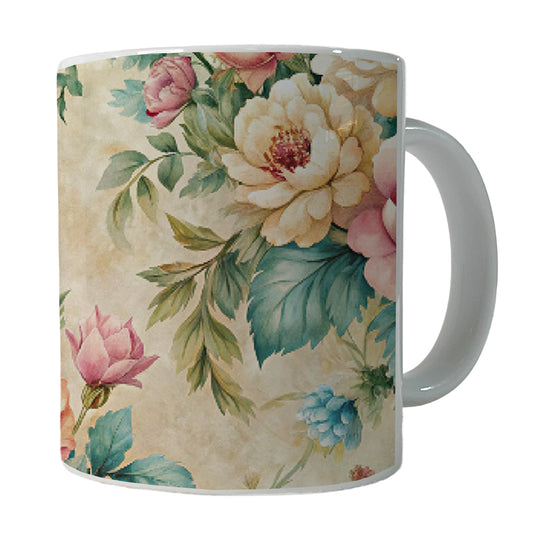 Victorian Flowers Wallpaper Ceramic Tea Coffee Mug Cup - 11oz