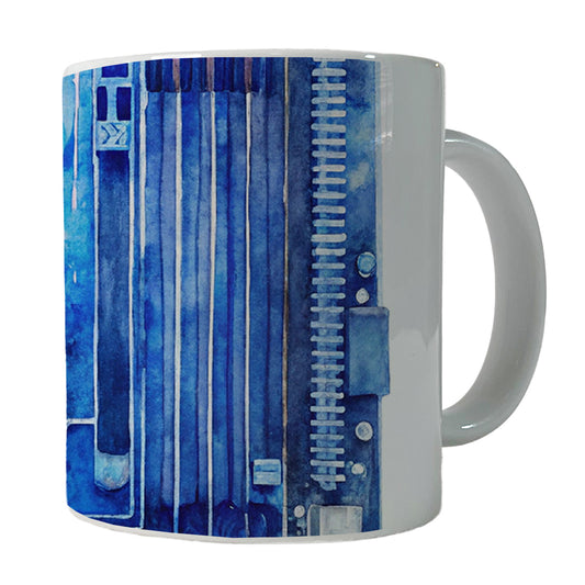 Blue Computer Motherboard Watercolor Ceramic Tea Coffee Mug Cup - 11oz