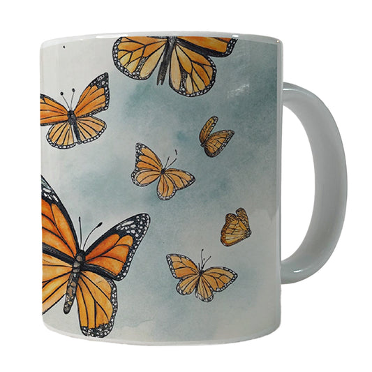 Lots Of Monarch Butterflies in Flight Ceramic Tea Coffee Mug Cup - 11oz