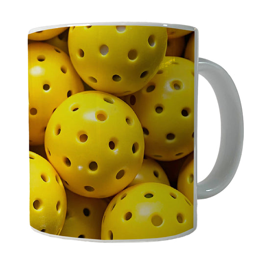 Lots Of Yellow Pickleball Balls Ceramic Tea Coffee Mug Cup - 11oz