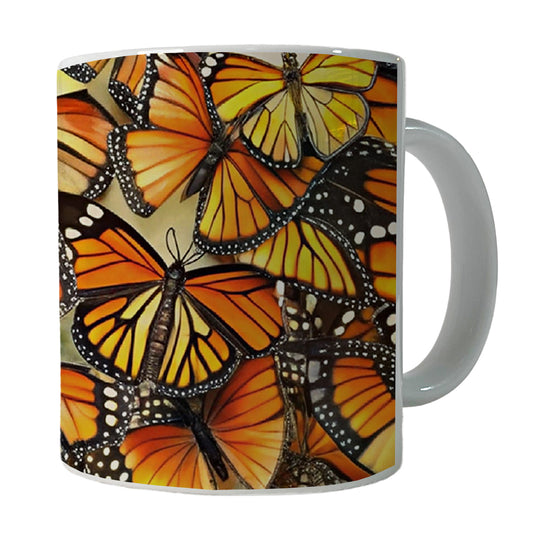 Monarch Butterflies Covering Everything Ceramic Tea Coffee Mug Cup - 11oz