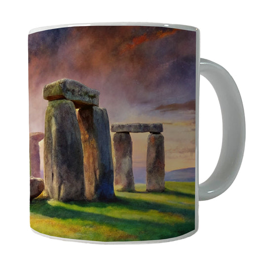 Stonehenge England At Dusk Watercolor Ceramic Tea Coffee Mug Cup - 11oz
