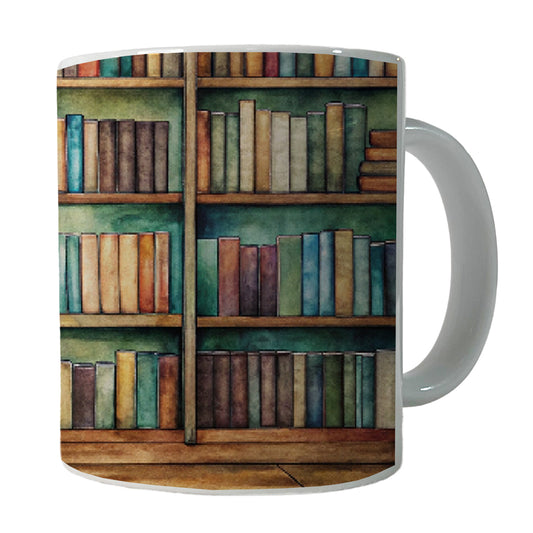 Bookshelves Library Reading Reader Books Ceramic Tea Coffee Mug Cup - 11oz