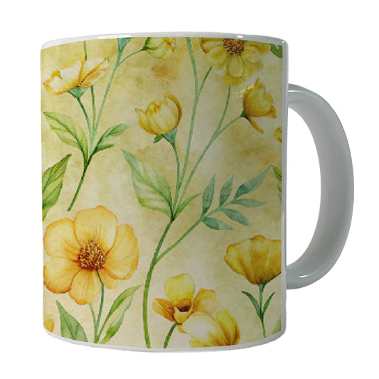 Buttercups Yellow Flowers Floral Ceramic Tea Coffee Mug Cup - 11oz