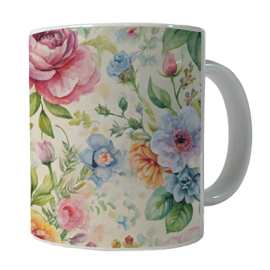 Ditsy Floral Flowers Pattern Ceramic Tea Coffee Mug Cup - 11oz