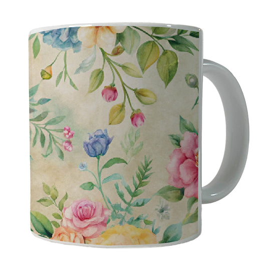 Ditsy Floral Flowers Wallpaper Ceramic Tea Coffee Mug Cup - 11oz
