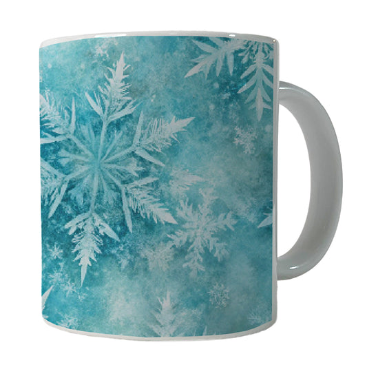 Ice Crystals Snowflakes Winter Ceramic Tea Coffee Mug Cup - 11oz