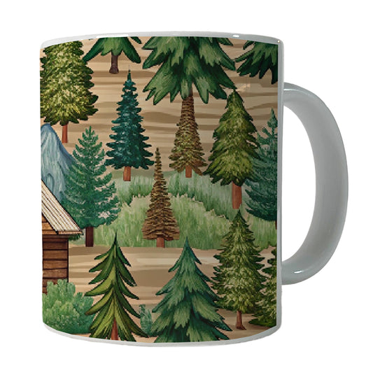 Log Cabin Pattern Ceramic Tea Coffee Mug Cup - 11oz
