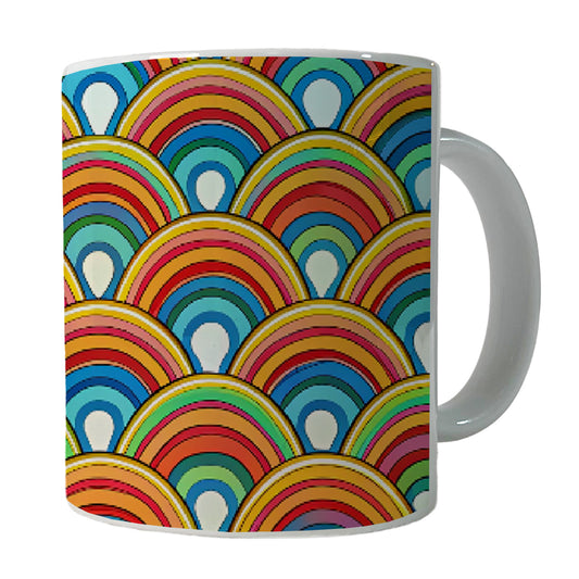 Retro Rainbow Pattern Ceramic Tea Coffee Mug Cup - 11oz