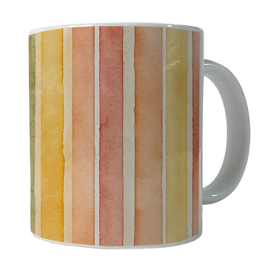 Striped Tonal 70s Wallpaper Ceramic Tea Coffee Mug Cup - 11oz