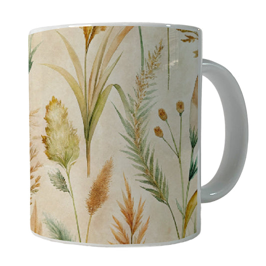 Wild Grasses Wheat Pattern Ceramic Tea Coffee Mug Cup - 11oz