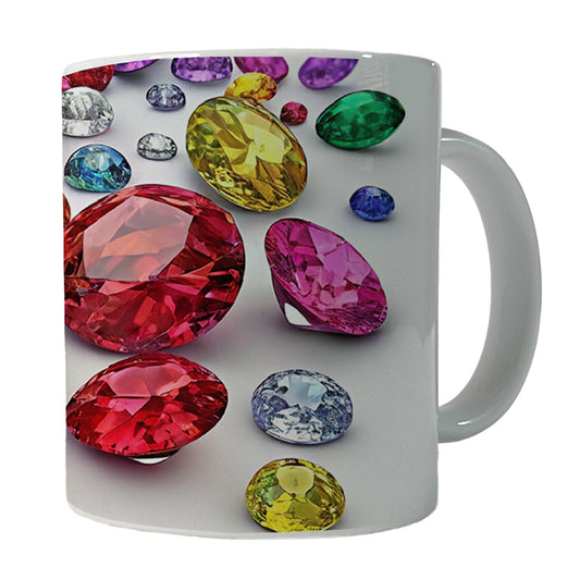 Lots of Colorful Gems Ceramic Tea Coffee Mug Cup - 11oz