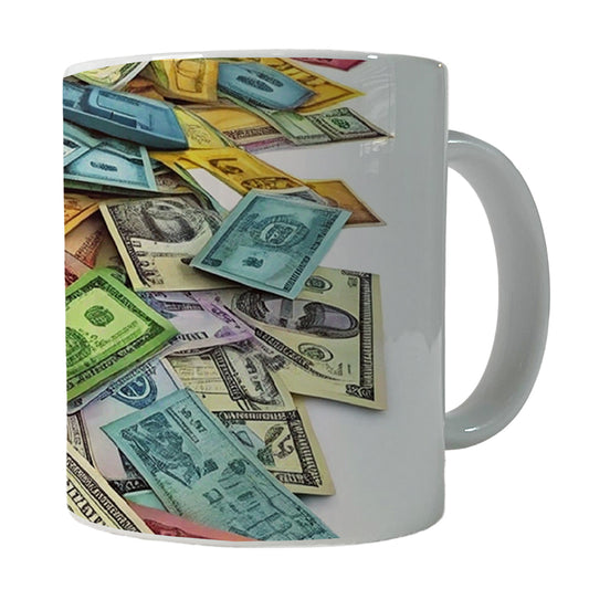 Lots of Colorful Money Monetary Bills Ceramic Tea Coffee Mug Cup - 11oz