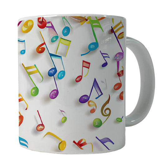 Scattered Colorful Rainbow Music Musical Notes Ceramic Tea Coffee Mug Cup - 11oz