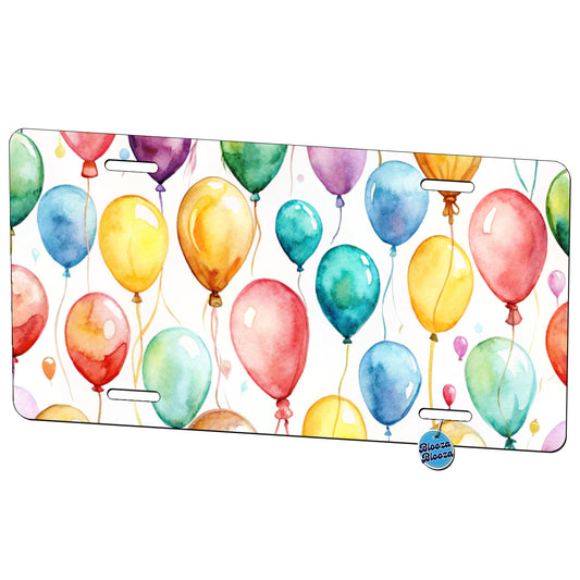 Balloons Colorful Watercolor Birthday Metal Vanity Novelty Tag License Plate for Trucks Cars SUVs