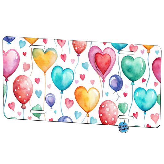 Balloons Hearts Colorful Watercolor Birthday Metal Vanity Novelty Tag License Plate for Trucks Cars SUVs