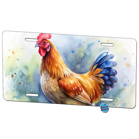 Beautiful Chicken Watercolor Metal Vanity Novelty Tag License Plate for Trucks Cars SUVs