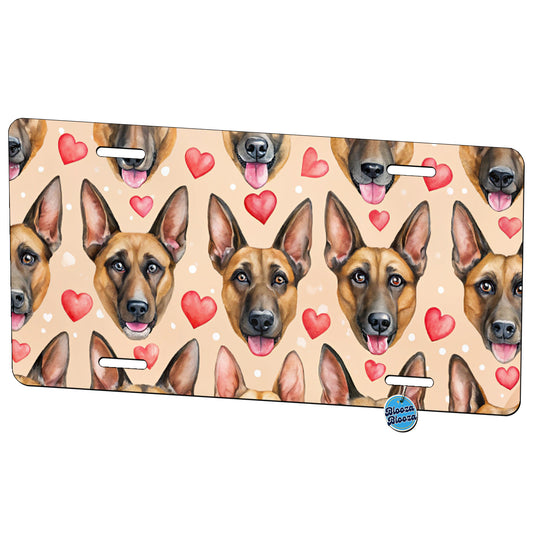 Belgian Malinois Dog Faces Hearts Metal Vanity Novelty Tag License Plate for Trucks Cars SUVs