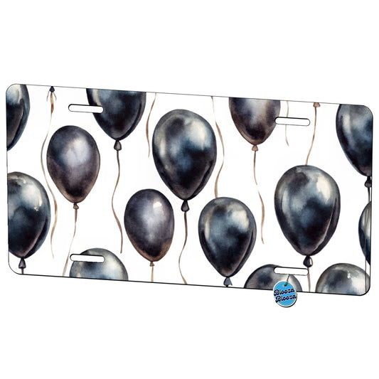 Black Balloons Watercolor Metal Vanity Novelty Tag License Plate for Trucks Cars SUVs