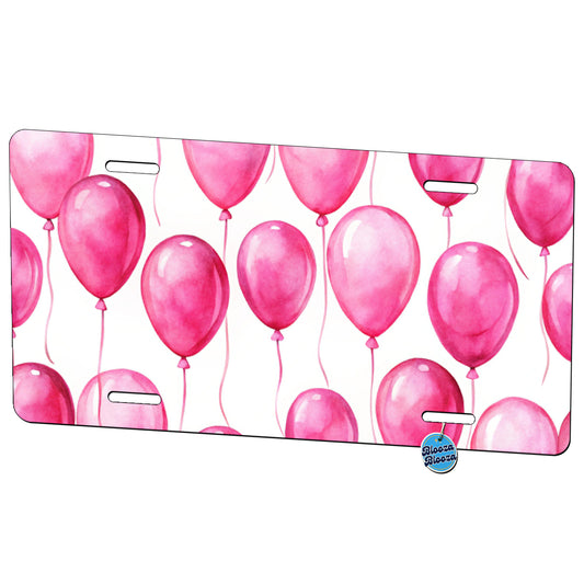 Bright Pink Balloons Watercolor Birthday Metal Vanity Novelty Tag License Plate for Trucks Cars SUVs