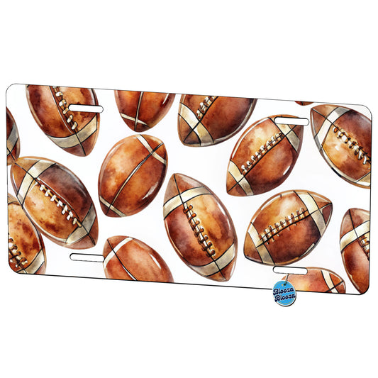 Brown Football Balls Watercolor Metal Vanity Novelty Tag License Plate for Trucks Cars SUVs