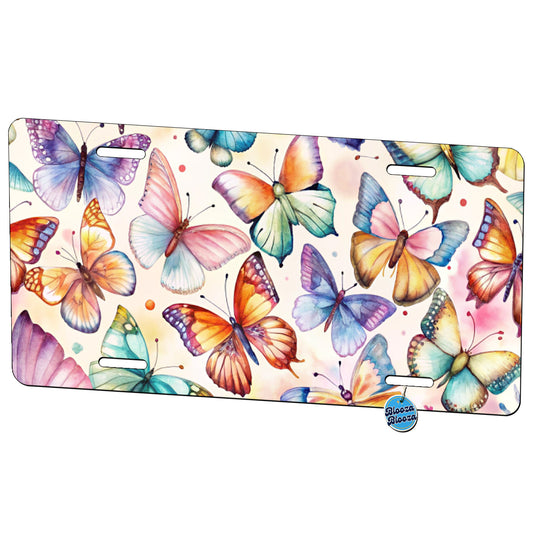 Butterflies Watercolor Metal Vanity Novelty Tag License Plate for Trucks Cars SUVs