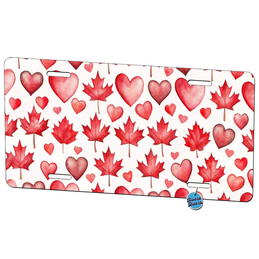 Canada Flags Maple Leaf Hearts Watercolor Metal Vanity Novelty Tag License Plate for Trucks Cars SUVs