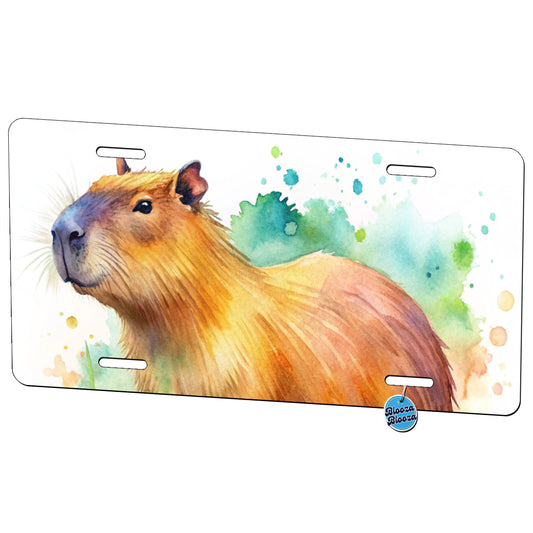 Capybara Watercolor Metal Vanity Novelty Tag License Plate for Trucks Cars SUVs