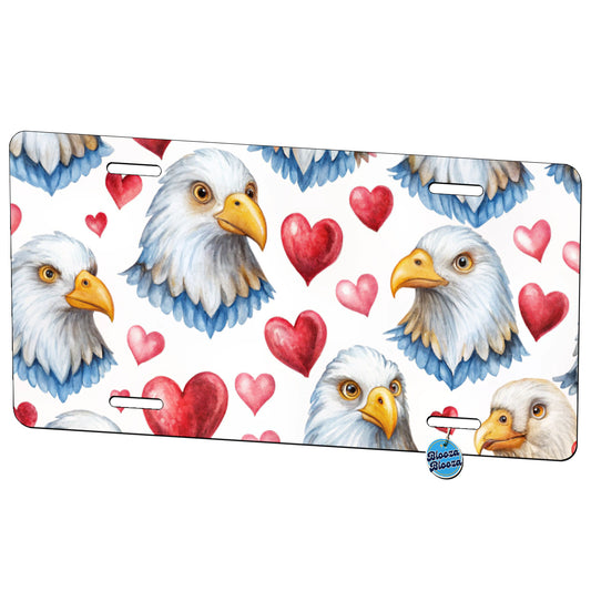 Cute Bald Eagles Hearts Watercolor Metal Vanity Novelty Tag License Plate for Trucks Cars SUVs