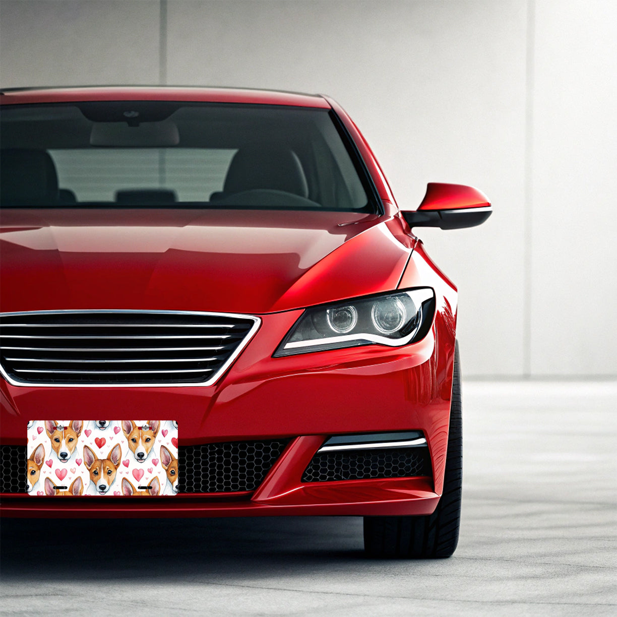 Cute Basenji Dog Faces Hearts Water Metal Vanity Novelty Tag License Plate for Trucks Cars SUVs