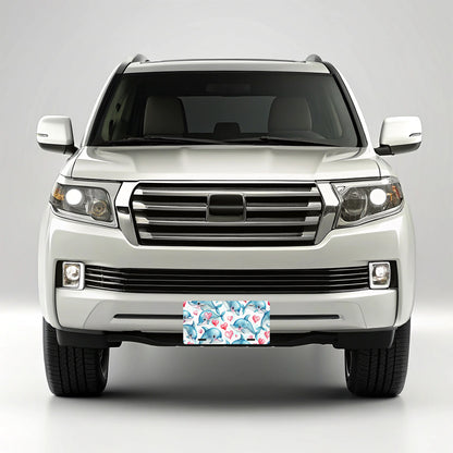 Cute Dolphin Faces Hearts Metal Vanity Novelty Tag License Plate for Trucks Cars SUVs