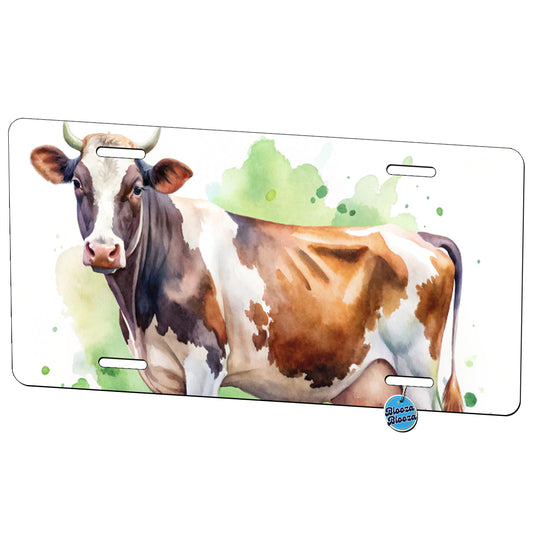 Dairy Cow Watercolor Metal Vanity Novelty Tag License Plate for Trucks Cars SUVs