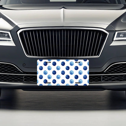 Dark Blue Polka Dots White Background Metal Vanity Novelty Tag License Plate for Trucks Cars SUVs